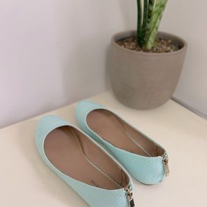 Call It Spring Light Blue Pebbled Leather Ballet Flats